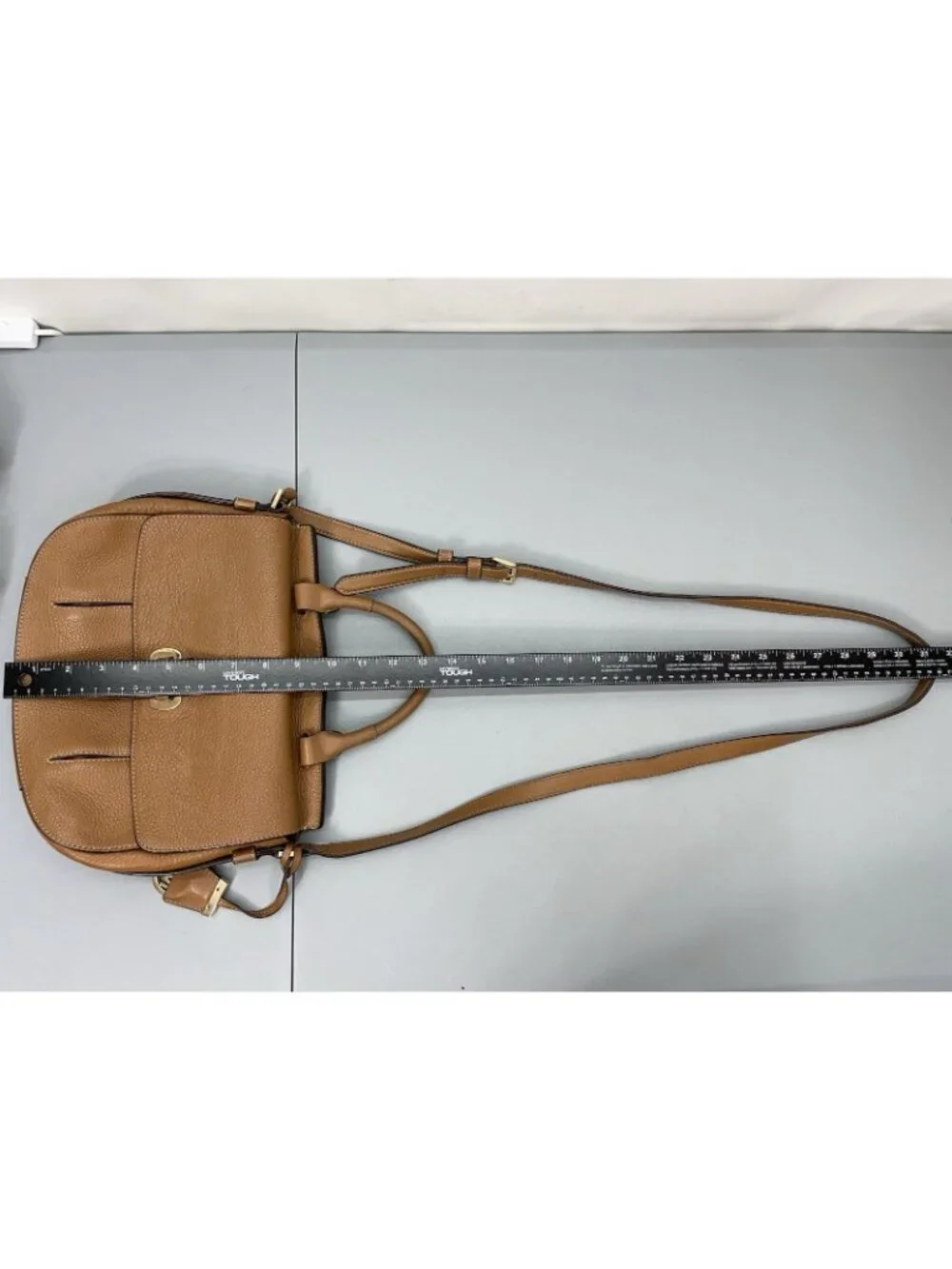 Michael Kors Romy Leather Crossbody Bag Saddle Messenger Pebbled Leather Brown